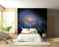 Majestic Blue Orange Galactic Swirl Wall Mural