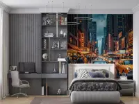 Vibrant New York City Night Street Wall Mural