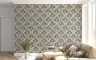 Elegant Grey Floral Wallpaper with White Blooms and Brown Leaves 3