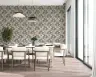 Elegant Grey Floral Wallpaper with White Blooms and Brown Leaves 1