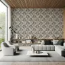 Elegant Grey Floral Wallpaper with White Blooms and Brown Leaves 4