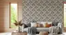 Elegant Grey Floral Wallpaper with White Blooms and Brown Leaves 5