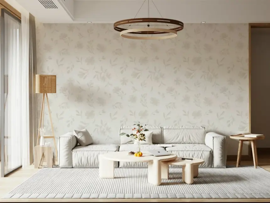 Neutral Flora in Cloud Dancer White Wallpaper