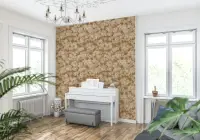 Warm Brown Abstract Floral Wall Mural