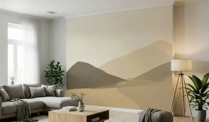 Neutral Hues Mountain Range Serenity Wall Mural - 2898216
