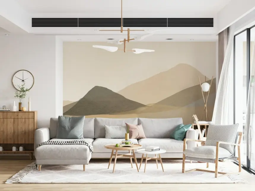 Neutral Hues Mountain Range Serenity Wall Mural - 2898216