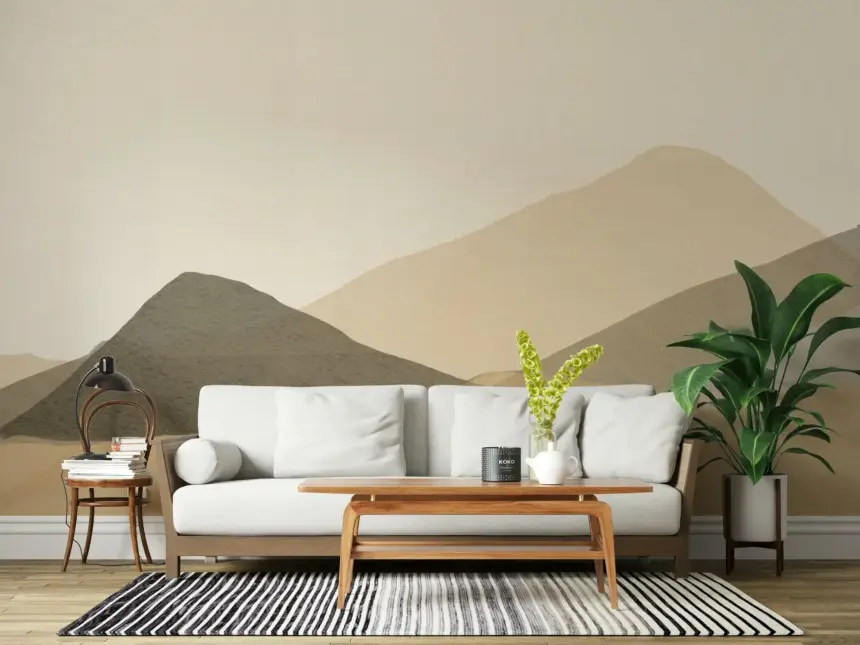 Neutral Hues Mountain Range Serenity Wall Mural - 2898216
