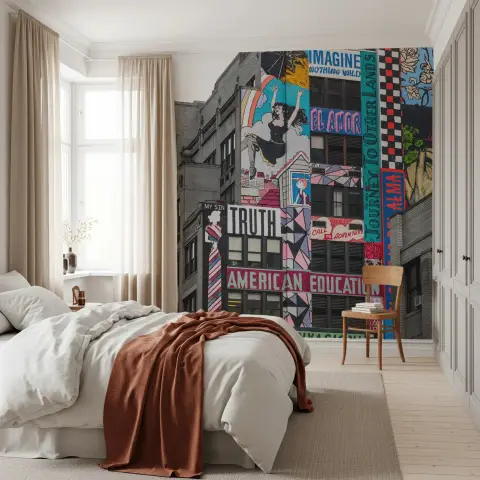 Vibrant Urban Street Art Building Wall Mural