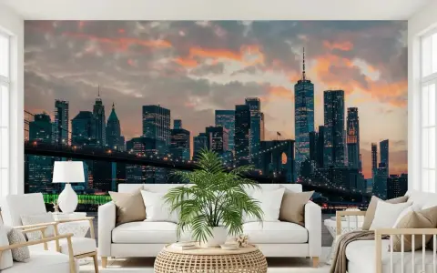 Brooklyn Bridge Majestic Sunset Cityscape Wallpaper