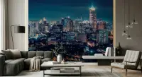 Vibrant Illuminated City Skyline Wall Mural