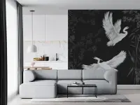 Elegant Heron Flight Botanical Wall Mural