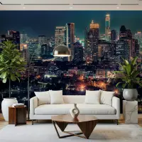 Vibrant Cityscape Night Wall Mural