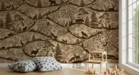 Whimsical Woodland Animals Silhouette Wall Mural