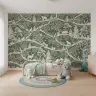 Whimsical Woodland Animals Green Wall Mural 1