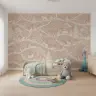 Whimsical Forest Animals Pink Wall Mural 3