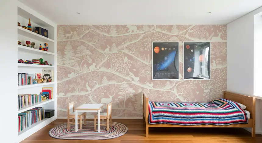 Nordic Nature Pink White Wall Mural