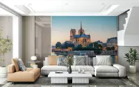 Parisian Notre Dame Cathedral River View Wall Mural
