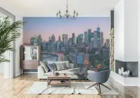 Dusk City Skyline Panoramic Wall Mural