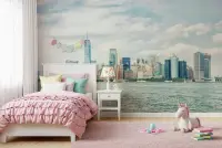Dreamy NYC Waterfront Cityscape Wall Mural