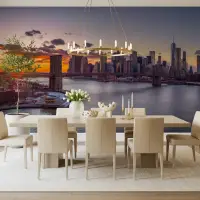 Dramatic New York City Sunset Skyline Wall Mural