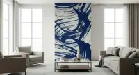 Dynamic Indigo Brushstroke Wall Mural