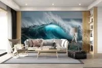 Glowing Turquoise Ocean Barrel Wall Mural