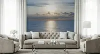 Mesmerizing Ocean Sunset Wall Mural with Golden Reflections