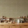 Sage Green Brushstroke Square Grid Wallpaper 2
