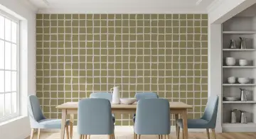Sage Green Brushstroke Square Grid Wallpaper