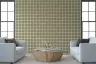 Sage Green Brushstroke Square Grid Wallpaper 4