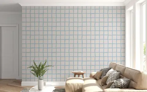 Modern Irregular Grid Pattern Light Blue Wallpaper