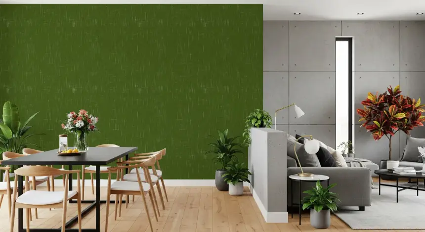 Olive Green Linen Texture Wallpaper Mid Century Modern Wallpaper