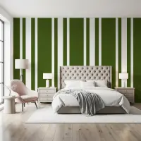 Modern Olive Green Vertical Stripe Wallpaper