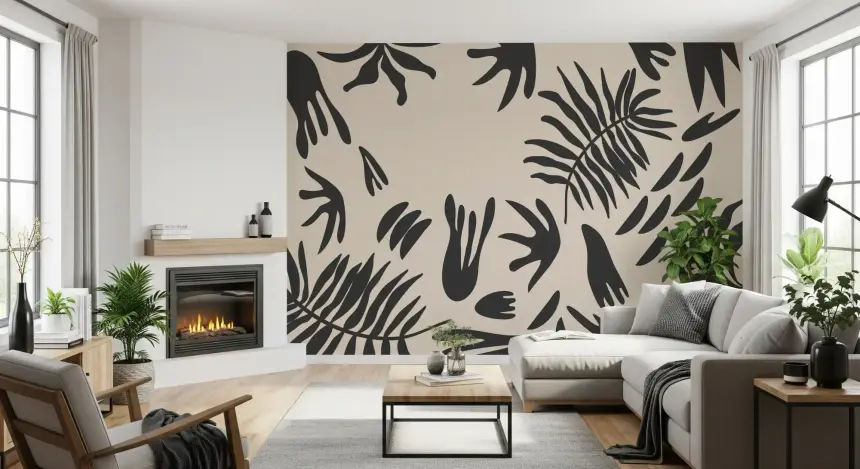 Organic Fern Silhouette Wall Mural