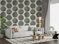 Modern Stippled Circles Grey and Cream Wallpaper