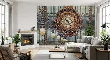 Grand Ornate Clock Station Architecture Wall Mural