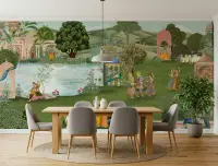 Pahari Krishna Leela Scenic Wall Mural