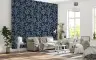 Navy Blue Abstract Botanical Wallpaper 1