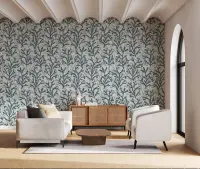 Teal Coral Branch Pattern Wallpaper