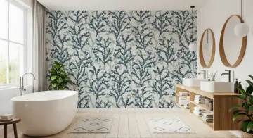 Teal Coral Branch Pattern Wallpaper