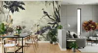 Tropical Bird and Foliage Wall Mural
