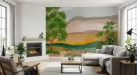 Abstract Watercolor Hillside Landscape Wall Mural