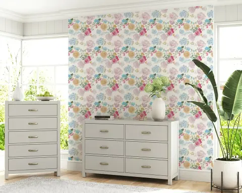 Charming Pastel Watercolor Floral Bloom Wallpaper