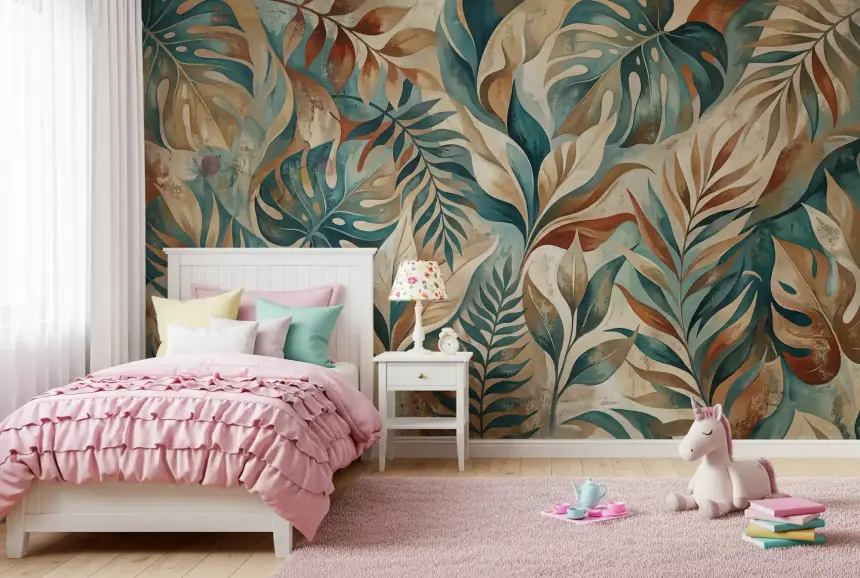 Painterly Tropical Foliage Wall Mural
