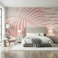 Blush Pink Tropical Palm Leaf Wall Mural
