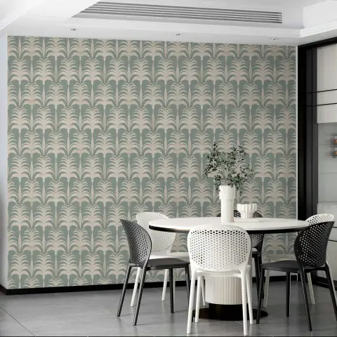 Elegant Sage Palm Frond Pattern Wallpaper
