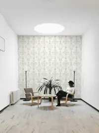 Elegant Beige Geometric Fan Pattern Wallpaper