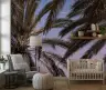 Tropical Palm Fronds Sunset Wall Mural 1