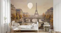Eiffel Tower Autumn River View Wall Mural