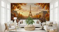 Eiffel Tower Autumn Sunset Wall Mural